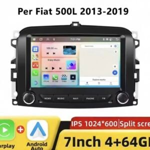 AUTORADIO ANDROID 7” POLLICI CAR PLAY 4GB-64GB PER FIAT 500L DAL 2013 AL 2019 CON RETROCAMERA INCLUSA